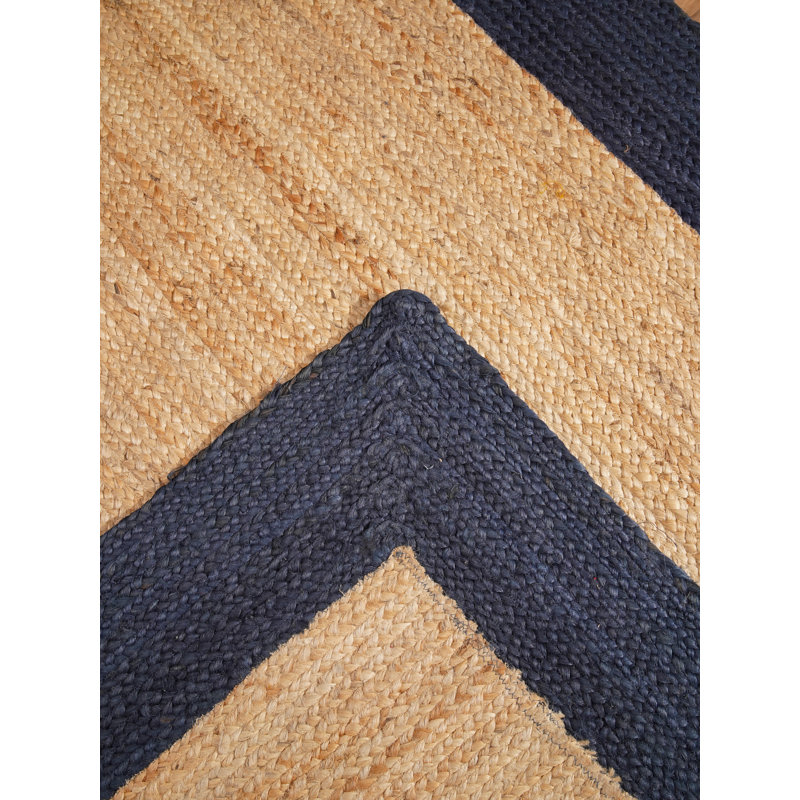 Wiedman Hand Woven Jute Eco-Friendly Solid Area Rugs - Rectangle, Beige Blue Color, Contemporary Modern Design, Low Pile, Natural Fiber, Outdoor Indoor Handmade Area Rugs for Living Room, Bed Room