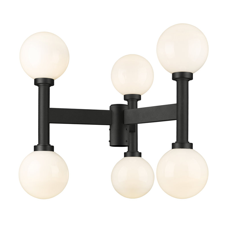 Tête de lanterne noire 6 lumières, Givré, H 27 po x l 30 po x P 30 po