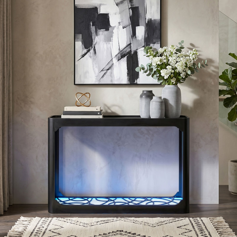 Table console Nolan 47,3 po avec éclairage DEL et plateau, Noir
