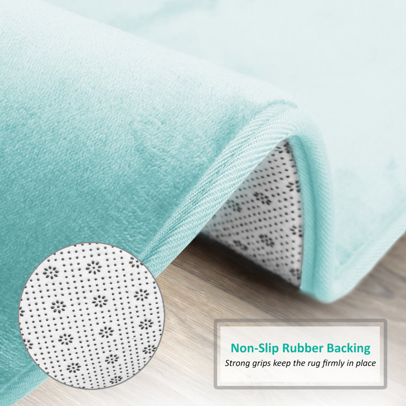 Steph Luxury Ultra Soft and Absorbent Memory Foam Bath Rug Set with Non-Slip Backing, Small: 17"W x 24"L, Aqua