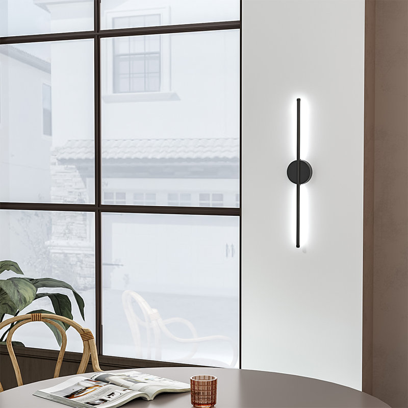 Nicarete Minimalistic Linear 1 - Light Black Flush Wall Mounted Sconce