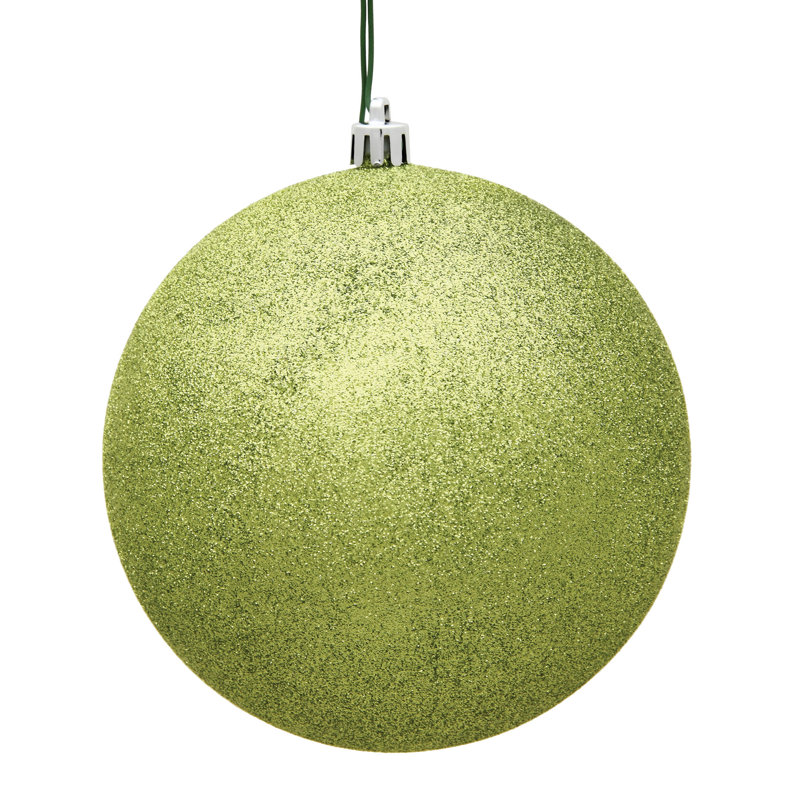 Holiday Décor Ball Ornament, 6" H x 6" W x 6" D, Lime Glitter