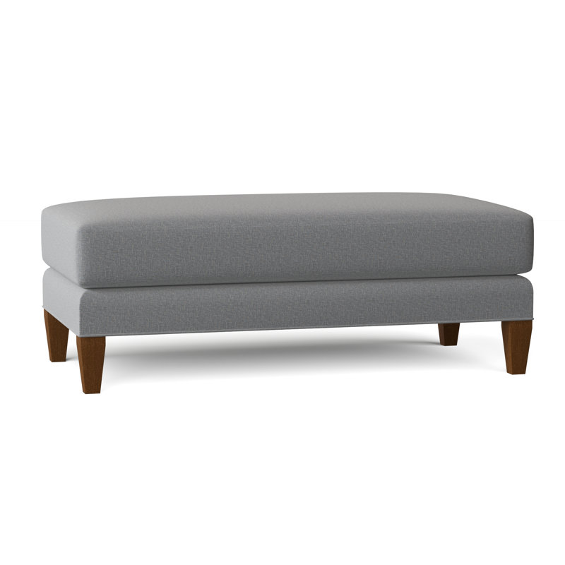Celeste 48" Upholstered Cocktail Ottoman, Havana Finish, Light Blue Performance Fabric; 0851-55