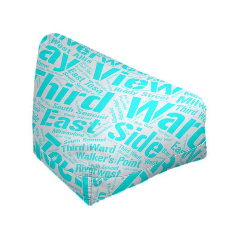 Classic Bean Bag, 30" H x 27" W x 25" D, Milwaukee, Cyan Polyester Blend