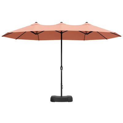 15Ft Big Double-Sided Patio Umbrella With Base