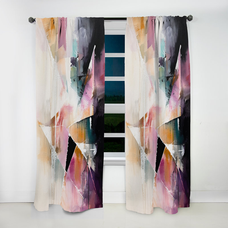 Hammon - Purple Language Of Lines II - Modern Velvet Curtain - Room Darkening - 1 panel, 52" W x 120" L
