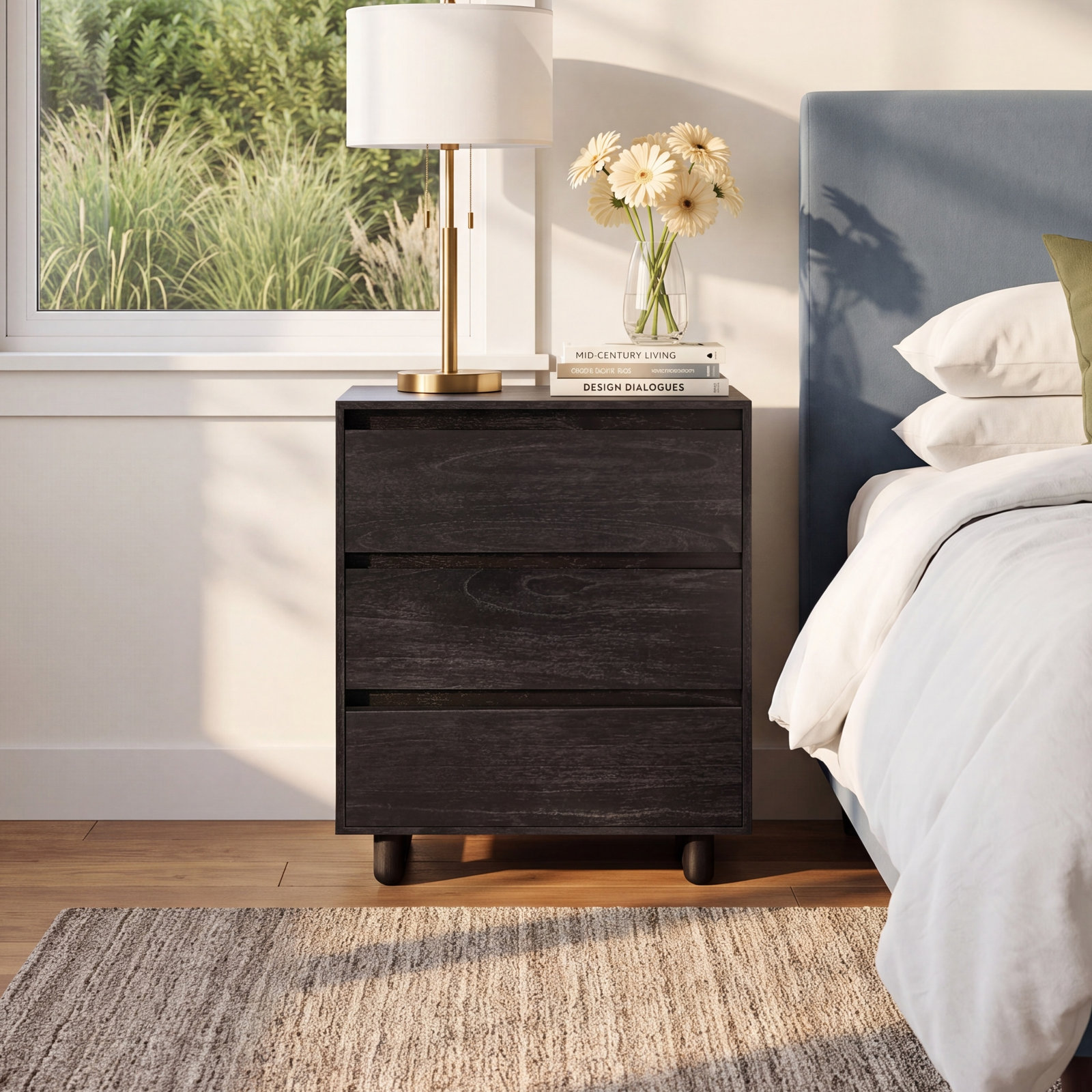 Horizon 3-Drawer Nightstand, Black