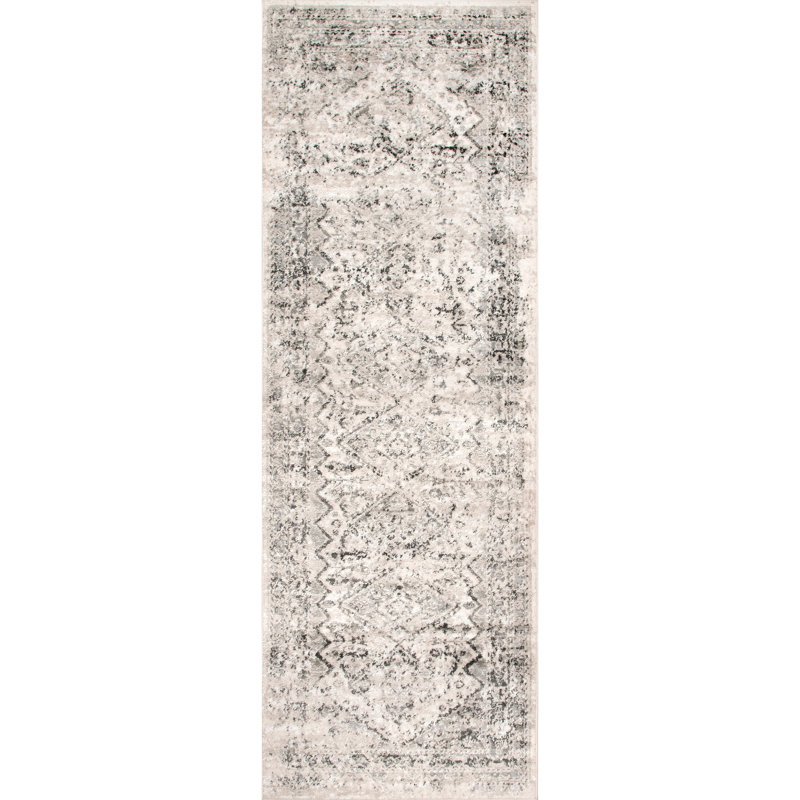 Fullwood Power Loom Traditional Faded Medallion Gray Rug, Runner 2'6" x 8'