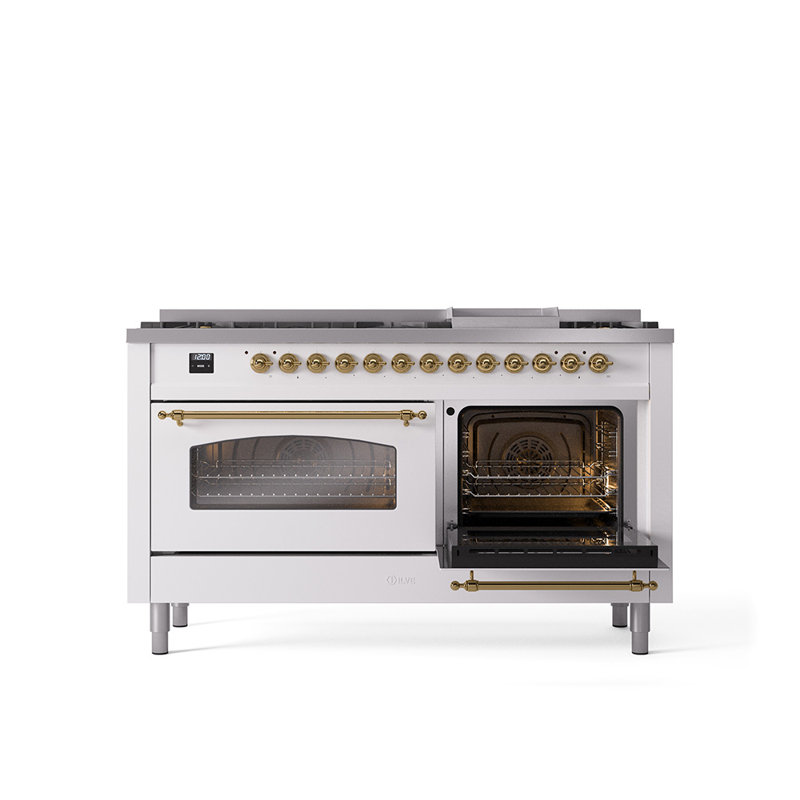 ILVE Nostalgie II 60 Dual Fuel Range, 9 Burners, Griddle, Liquid Propane, RAL Color/Brass