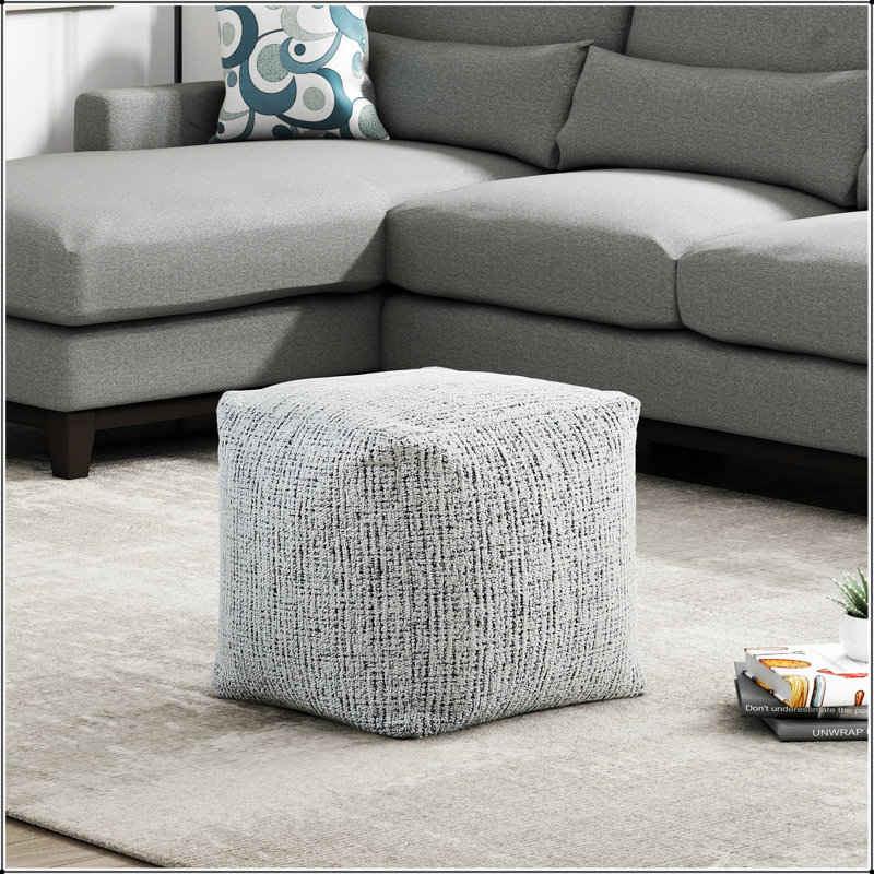 Pouf carré en chenille de tissu, repose-pieds multifonctionnel et fauteuil à billes pour les espaces de vie modernes