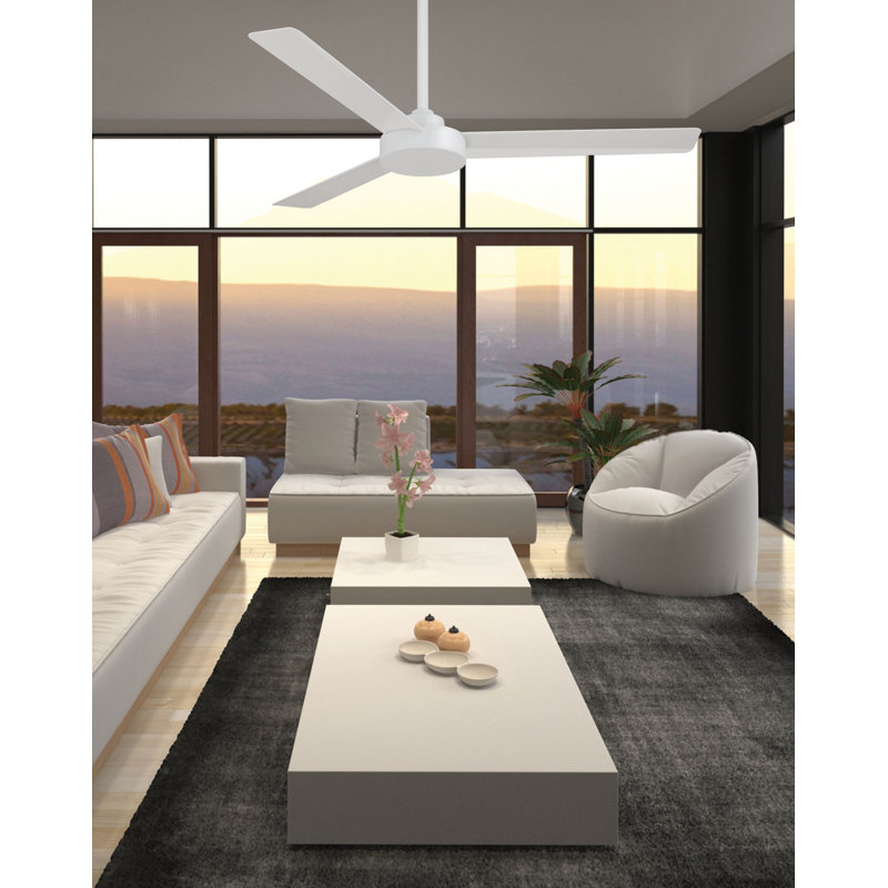 52" Roto 3 - Blade Propeller Ceiling Fan with Wall Control, Flat White
