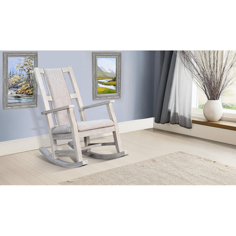 Solid Wood Rocking Chair, Light Gray, Light Gray