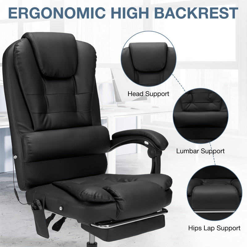Fauteuil de bureau ergonomique avec vibrations Hargun, Noir