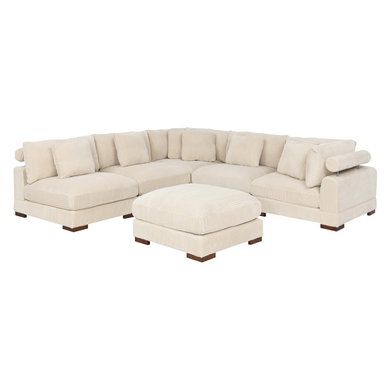 Barcombe Modular Corduroy Sectional, Beige Corduroy