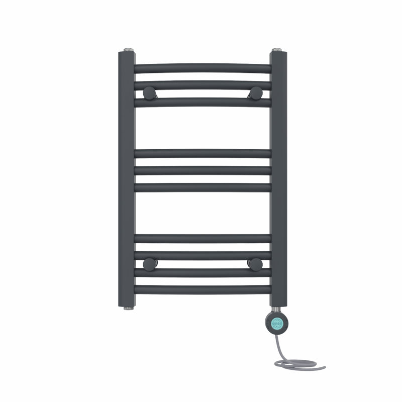Ameia Curved Towel Rail Heated Towel Rails, Anthracite, 60cm H x 40cm W x 4.5cm D
