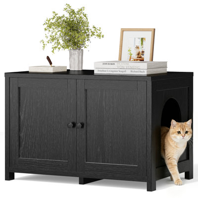Meuble à litière moderne pour chat caché avec portes doubles