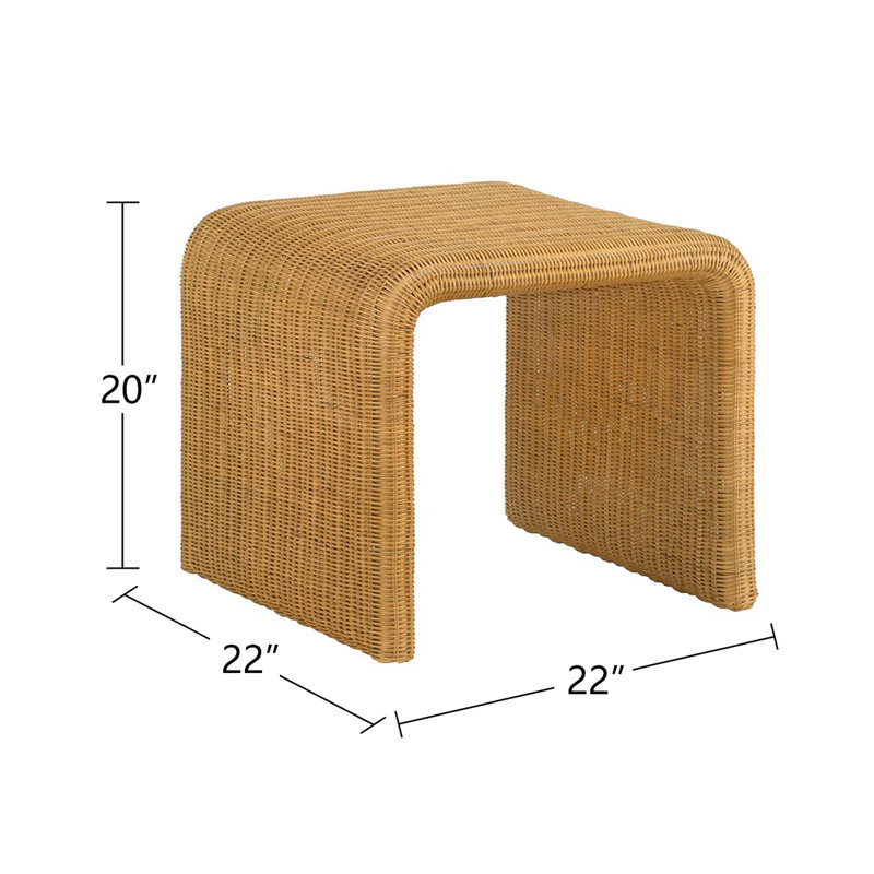 Square Woven Rattan End Table