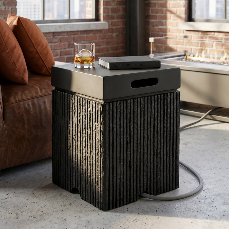 Table d'appoint avec couvercle vertical MGO, lattes verticales, réservoir de 20 lb, capacité de 100 lb, résistant aux intempéries