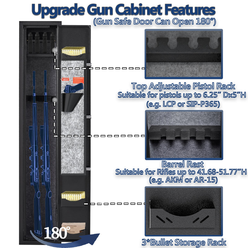Kaer Black Steel Dual Lock Gun Safe with Shelves