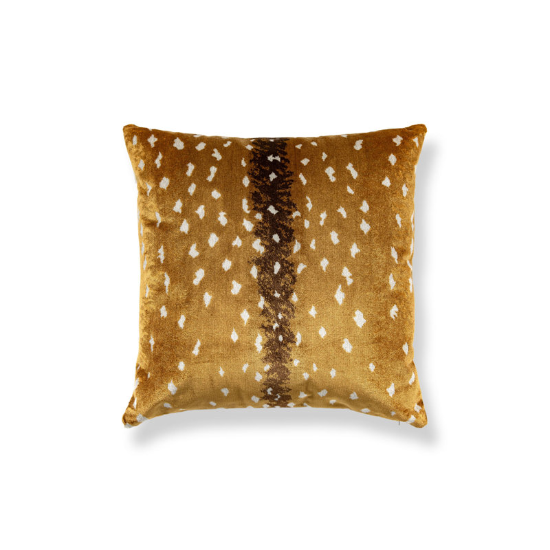 ANTELOPE / VELVET PILLOW, 22" H x 22" W, Square, Tawny/Beige Animal Print