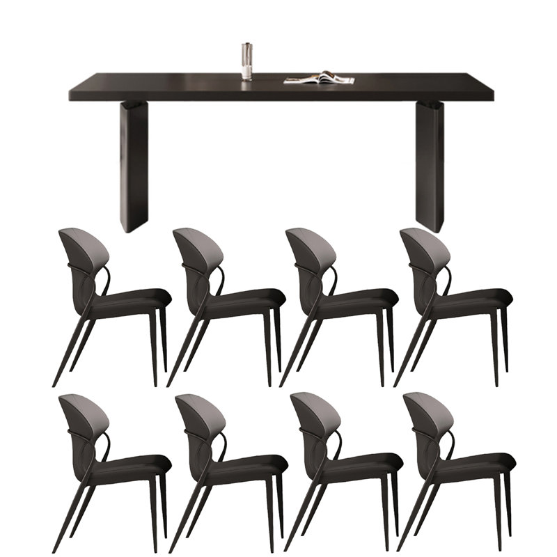 Table de salle à manger moderne en marbre noir minimaliste, 9