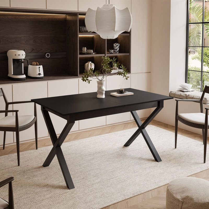Extendable table ARTON II  140 cm,  "X" legs, Black, Black