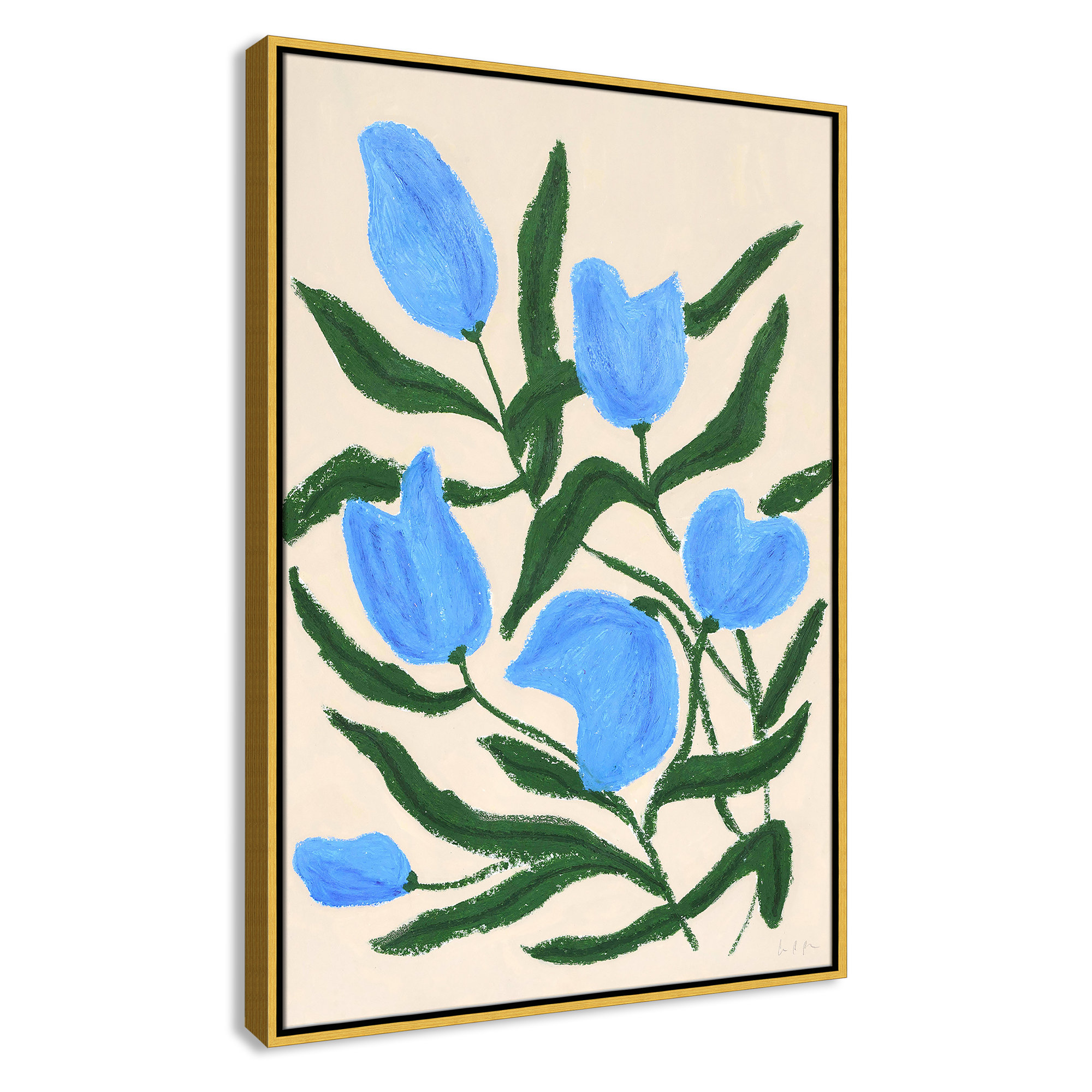 Blue Tulips Print by Camilla Bergqvist, 37.5" H x 25.5" W, Gold