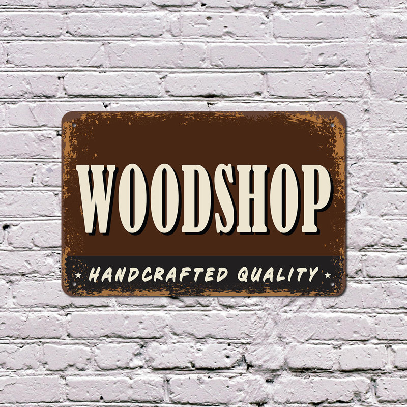 Woodshop Street 13 Inch x 20 Inch Plastic Sign, 13" H x 20" W x 0.1" D