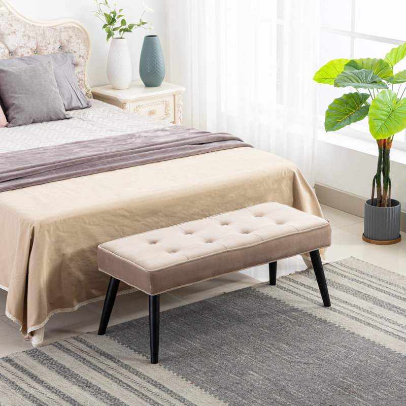 Kirsten Upholstered Bench, Beige Velvet