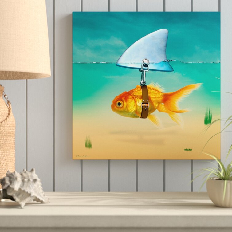 'Gold Fish' Graphic Art Print on Wrapped Canvas