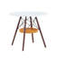 Table de salle à manger circulaire de 31,5 pouces de diamètre, plateau de table en panneau de fibres à densité moyenne blanc, pieds en bois massif de noyer, avec structure de panier de rangement suspendue. Une table basse décontractée pouvant accueillir de 2 à 4 personnes.-1533442899