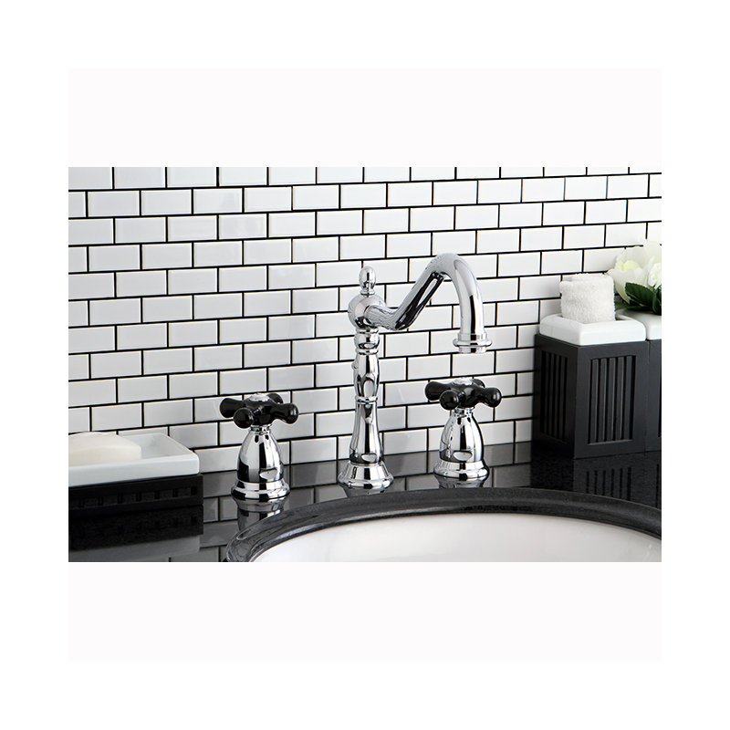 Kingston Brass Duchess Two-Handle 3-Hole Deck Mount Widespread Bathroom Faucet with Brass Pop-Up Drain, Chrome