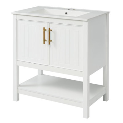 Meuble-lavabo simple 30 po avec plateau en céramique Tauseek