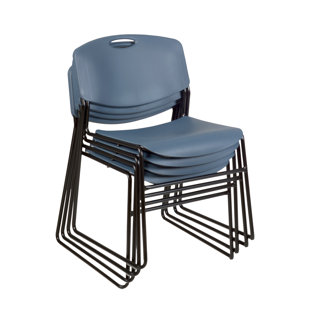 Zeng Ultra Compact Metal Frame Armless Stackable Chair (Set of 4)
