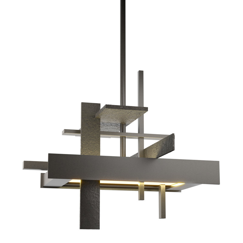 Planar 8.4" H 1 - Light Kitchen Island Geometric LED Pendant, Multi: 13.4" to 58.4", Soft Gold, None