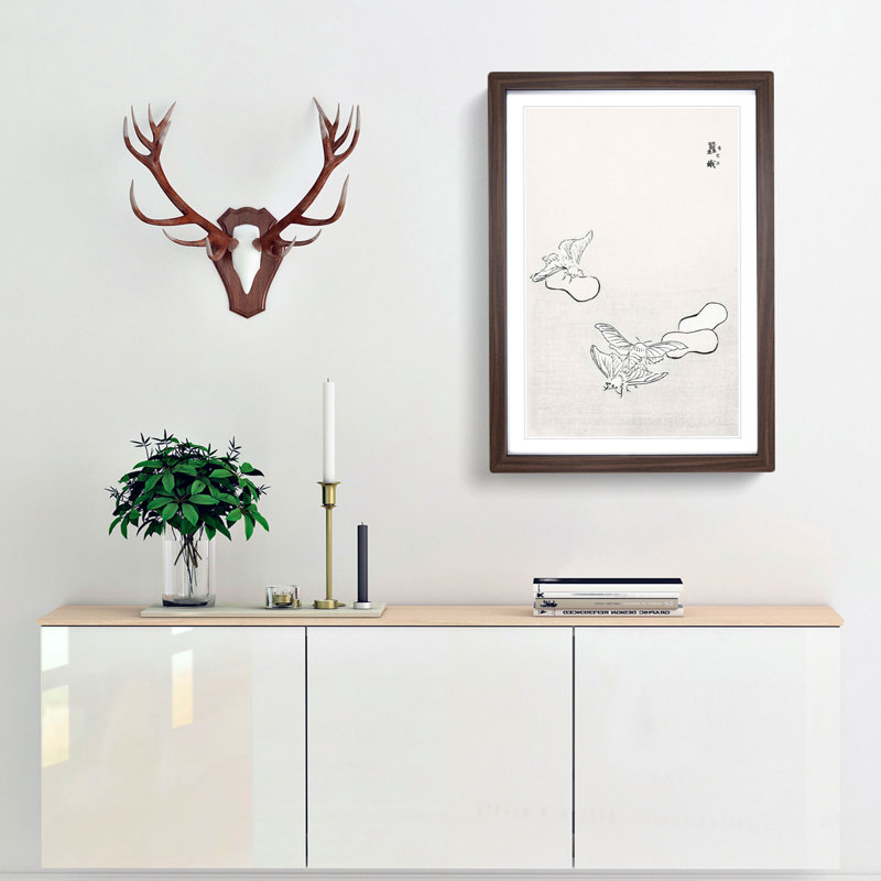 Moths by Morimoto Toko - Picture Frame Painting Print, Walnut Framed, 48cm H x 36cm W x 2cm D