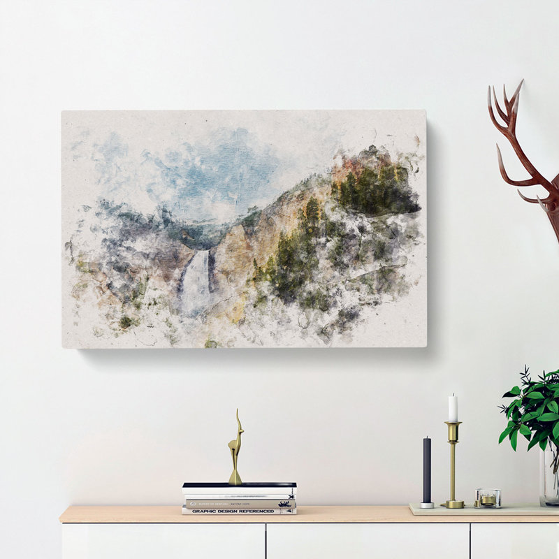 Lower Falls In The Rocky Mountains - Wrapped Canvas, 35cm H x 50cm W x 3cm D