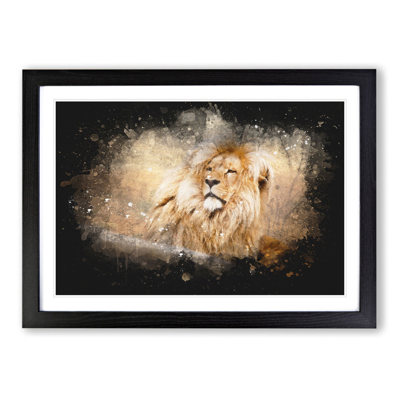 Lion Vol.1 - Picture Frame Graphic Art, Black Framed, 65cm H x 90cm W x 2cm D