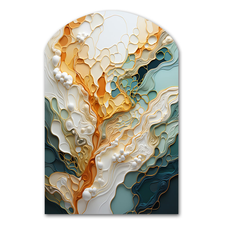 «Orange White Line Art Organic Abstraction - Art en ligne, art mural, H 43 po x l 33 po