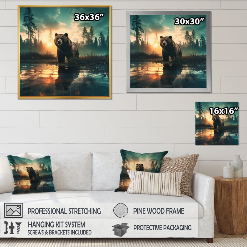Double Exposure Bear Lensflare II - Landscapes Canvas Prints, H 30 po x l 30 po x P 1 po, Cadre flottant noir