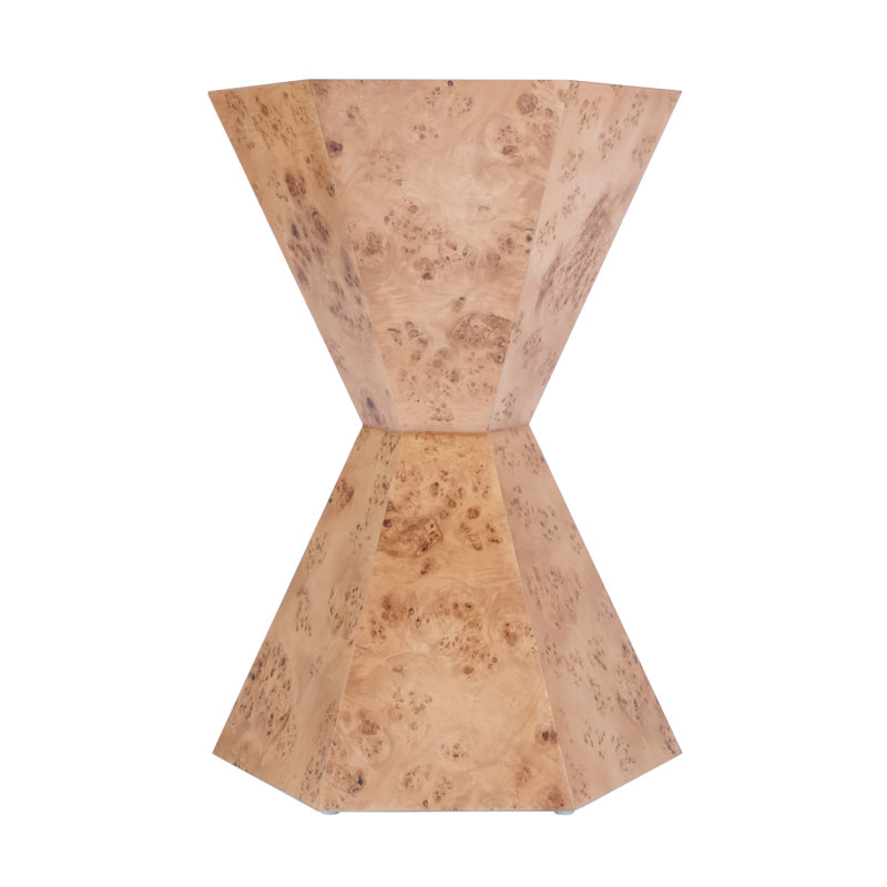 Billie Hexagonal Burl Side Table, Brown