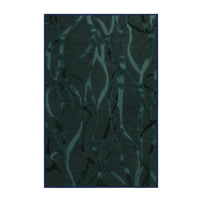 Tapis bleu abstrait lavable à la machine, Rectangle 2 pi x 3 pi