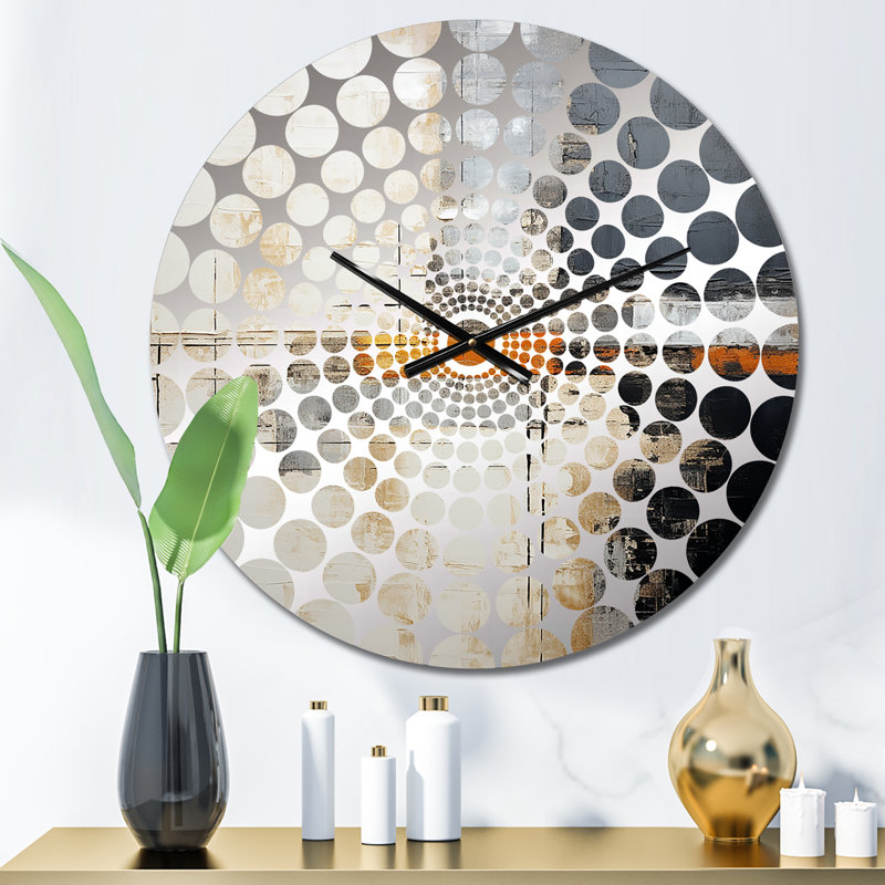Horloge murale abstraite beige et gris route I - Collages abstraits, Médium