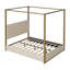 Grand lit plateforme à baldaquin avec tête de lit et structure en métal, beige