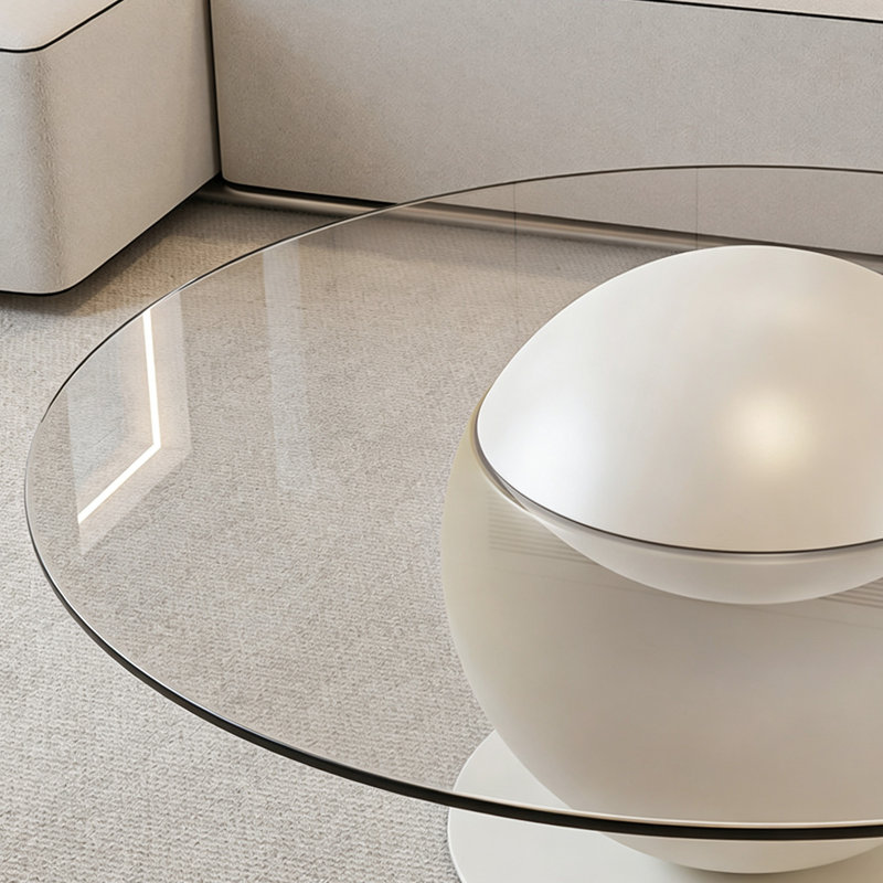 Table basse Fashion Creativité en verre trempé, Clear / Cream