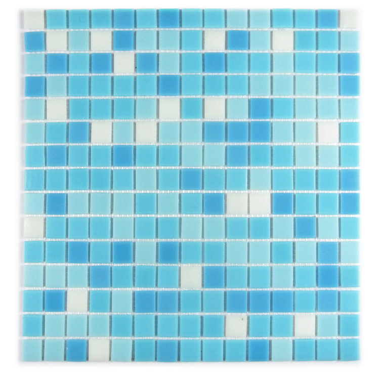 Swimming Pool 0.75" x 0.75" Glass Grid Mosaic Wall & Floor Tile