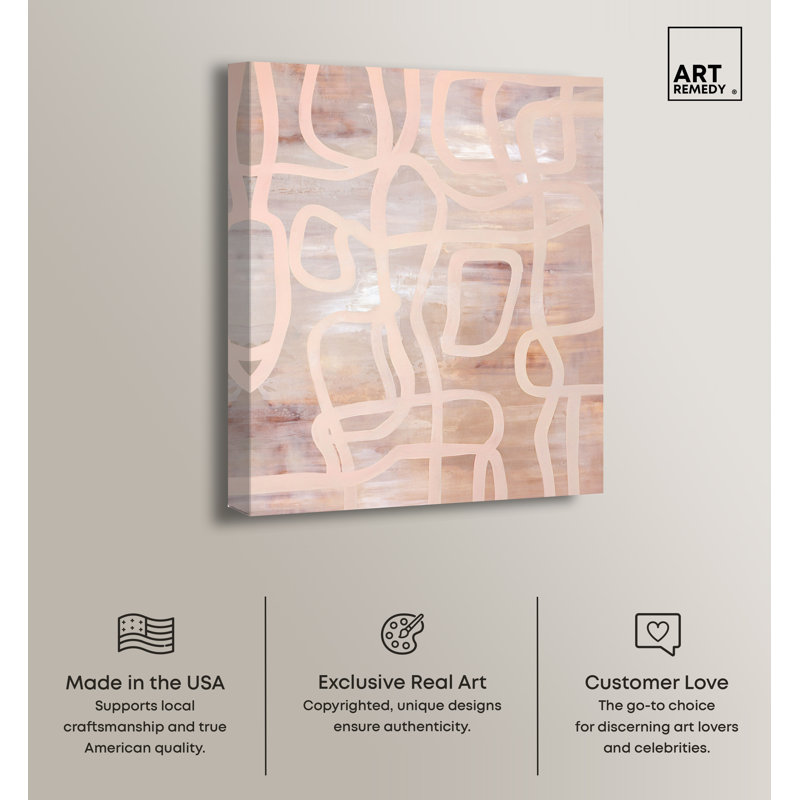 Boho Minimalist Abstract Canvas Art in Beige and Light Brown