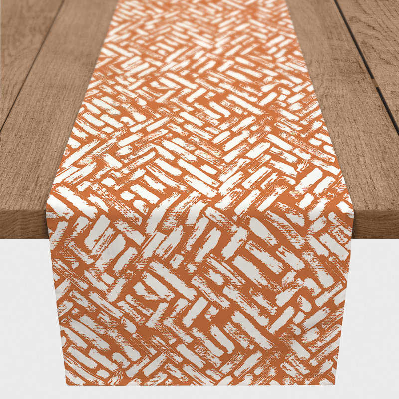 Askerby Roughhexagon Table Runner, 72" x 16", Orange, Whipton Strokes 