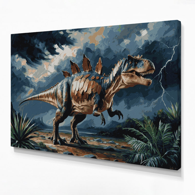 «Dinosaur Kentrosaurus», art mural sur toile grise, H 8 po x l 10 po