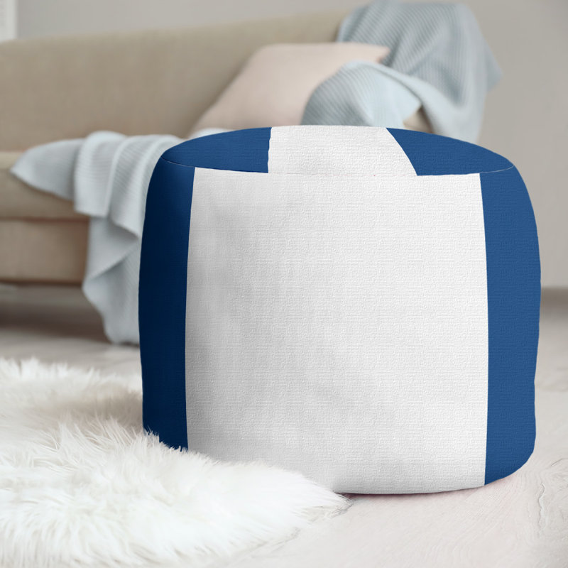 Repose-pieds repose-pieds rond 20,5", Bleu marine / blanc / bleu marine, Toronto